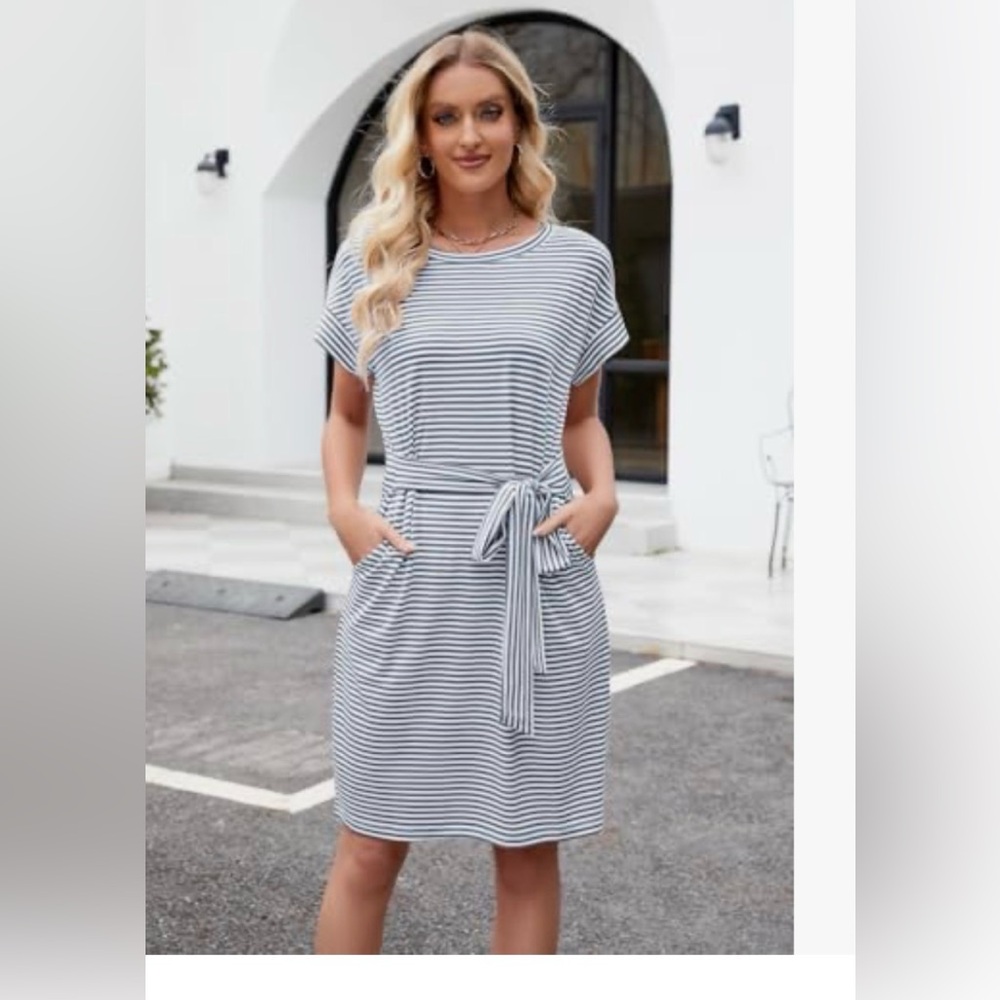 Merokeety Women's Tie Waist Midi Dress